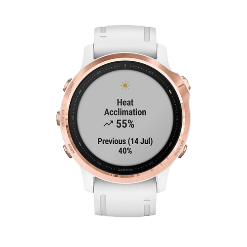 Часы Garmin Fenix 6S Pro розовое золото с белым ремешком
