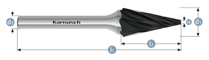 Борфреза конус, покрытие BLACK-TEC, арт.115095030
